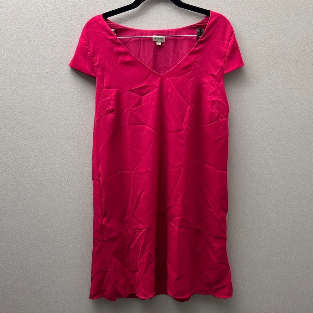 Vibrant Pink V-Neck Dress